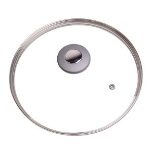 Кришка скляна Kamille 22см з металевим обідком KM-0823GR