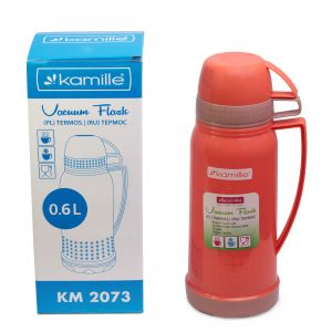 Термос Kamille Красный 600мл пластиковый со стеклянной колбой KM-2073KR