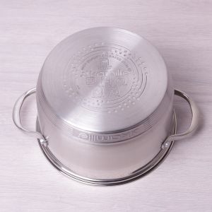 Каструля з кришкою Kamille 3.3л з нержавіючої сталі і 7-шаровим дном для індукції і газу KM-4720S
