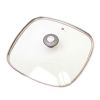Кришка скляна квадратна Kamille 28см з металевим обідком KM-0828GR