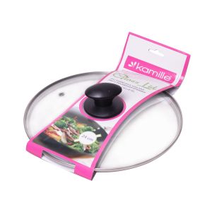 Кришка скляна Kamille 24см з металевим обідком KM-0644L