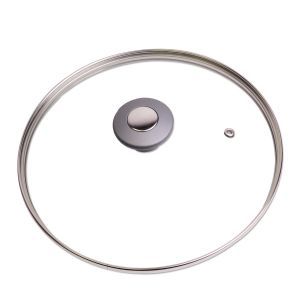 Кришка скляна Kamille 24см з металевим обідком KM-0824GR