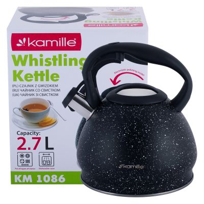 Чайник Kamille 2,7л з нержавіючої сталі зі свистком і нейлонової ручкою KM-1086