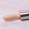 Скалка Kamille 5х38см с вращающимся валиком из нержавеющей стали и деревянными ручками KM-7777