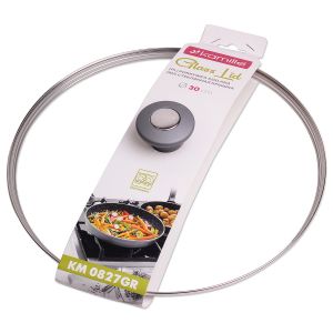 Кришка скляна Kamille 30см з металевим обідком KM-0827GR