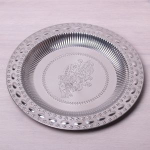 Поднос Kamille Ø39.5*3см из нержавеющей стали KM-4371