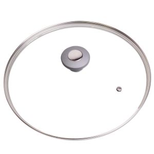 Кришка скляна Kamille 28см з металевим обідком KM-0826GR