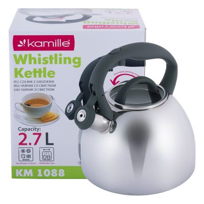 Чайник Kamille 2.7л з нержавіючої сталі зі свистком і бакелітовій ручкою KM-1088