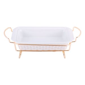 Мармит керамічний Kamille прямокутний 30,5 * 19 * 6 см. з підставкою KM-6416