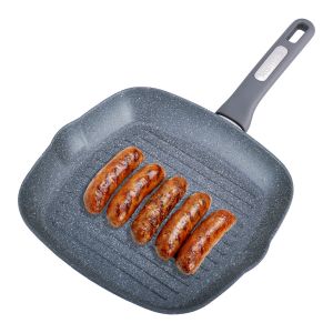 Сковорода-гриль Kamille 28*28*4см с гранитным покрытием без крышки для индукции и газа KM-4278GR