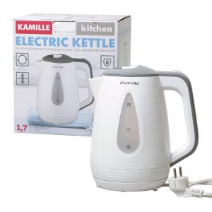 Чайник електричний Kamille 1.7л пластиковий (білий з сірим) KM-1716A