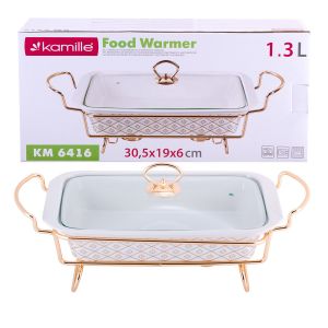Мармит керамічний Kamille прямокутний 30,5 * 19 * 6 см. з підставкою KM-6416