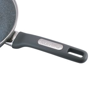 Сковорода Kamille 28см с гранитным покрытием и крышкой для индукции и газа KM-4273GR