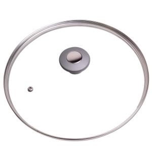 Кришка скляна Kamille 26см з металевим обідком KM-0825GR