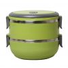 Ланч бокс обідній подвійний Kamille Салатовий 1400мл KM-2106SL